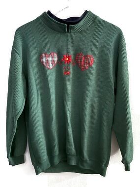 Sports Accent Size Medium vintage green waffle-knit sweatshirt